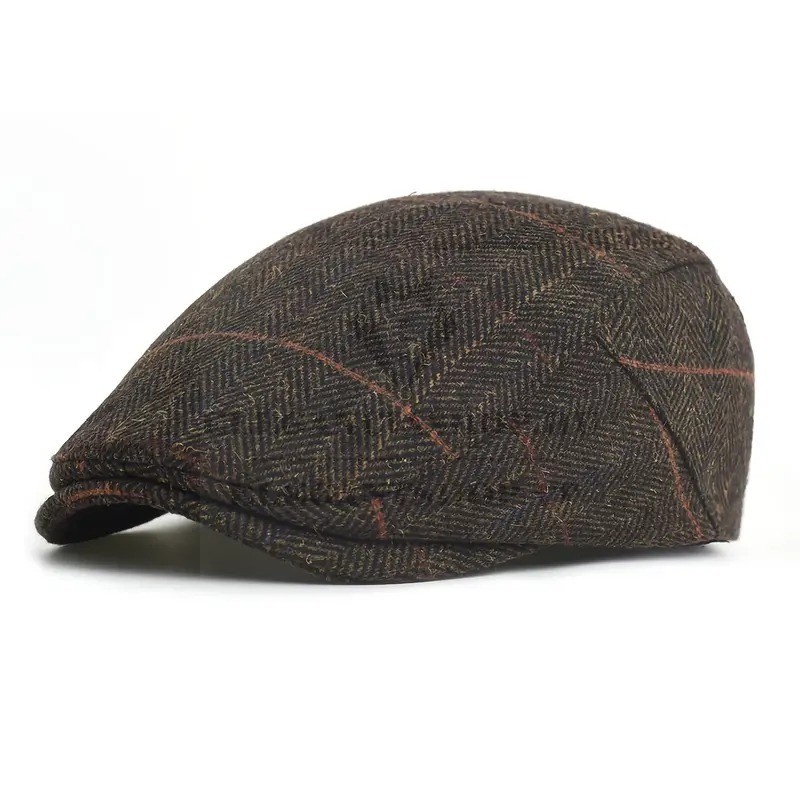 Vintage férfi téli golf sapka - Barna