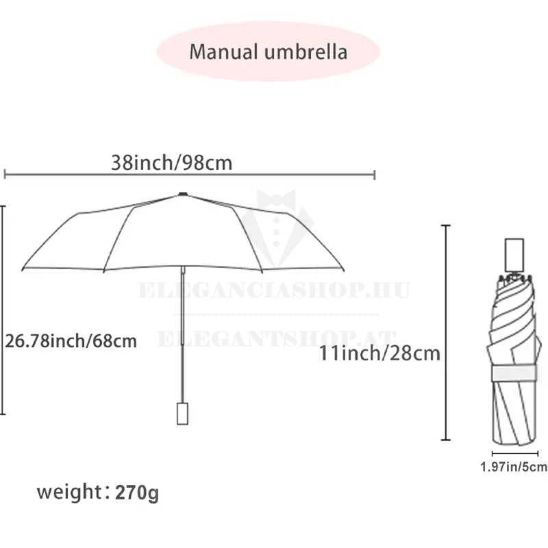 Unisex összecsukható UV szürős esernyő