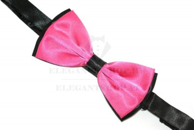 Zsorzsett szatén csokornyakkendő - Fekete-pink