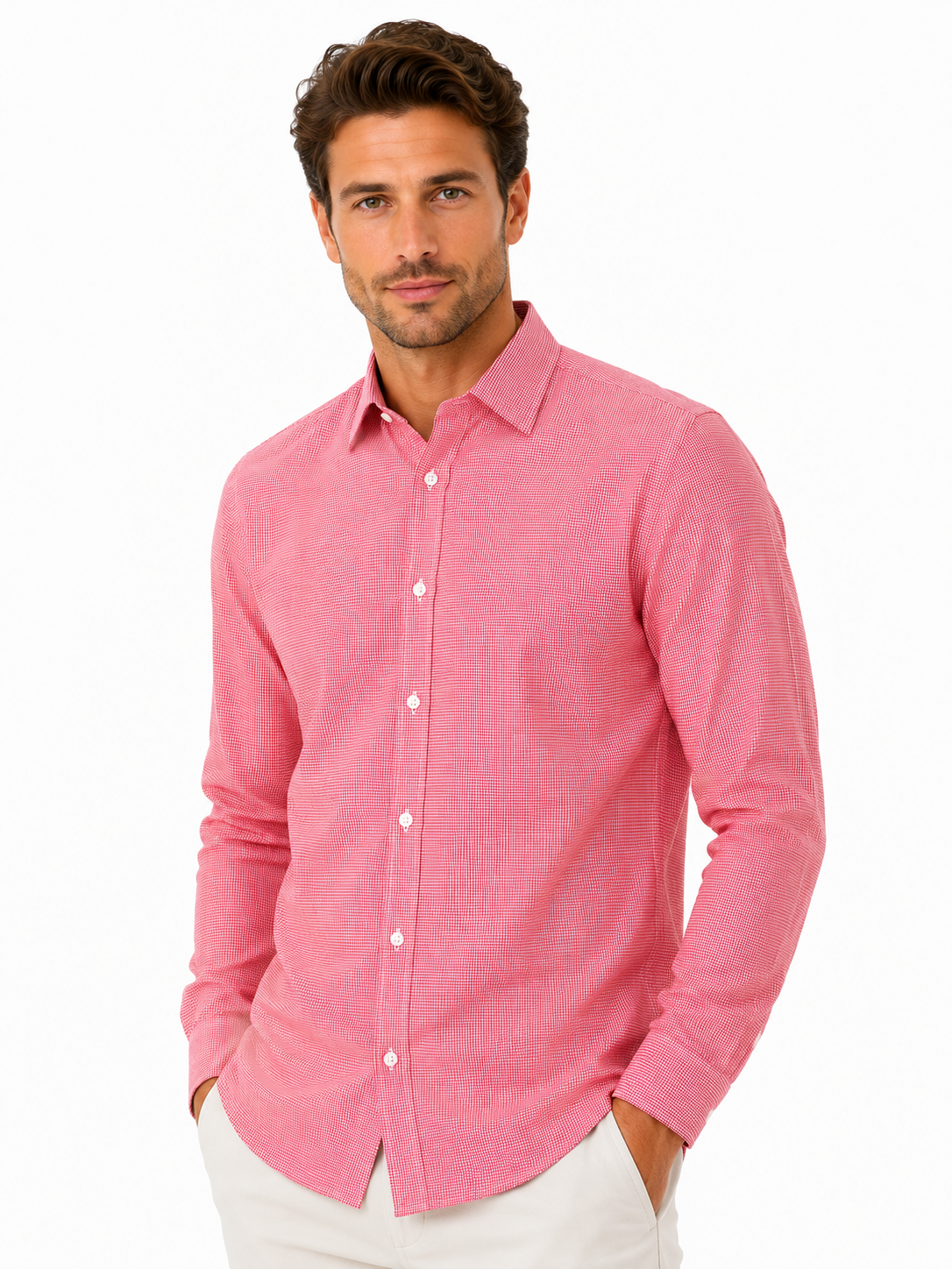 GINGHAM 100% pamut comfort fit h.u férfi ing Piros-fehér kockás (Másolat)