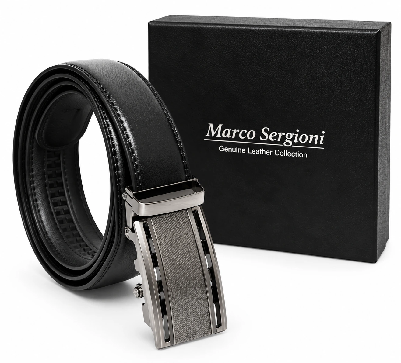 Marco Sergioni extra hosszú férfi bőr öv - Fekete