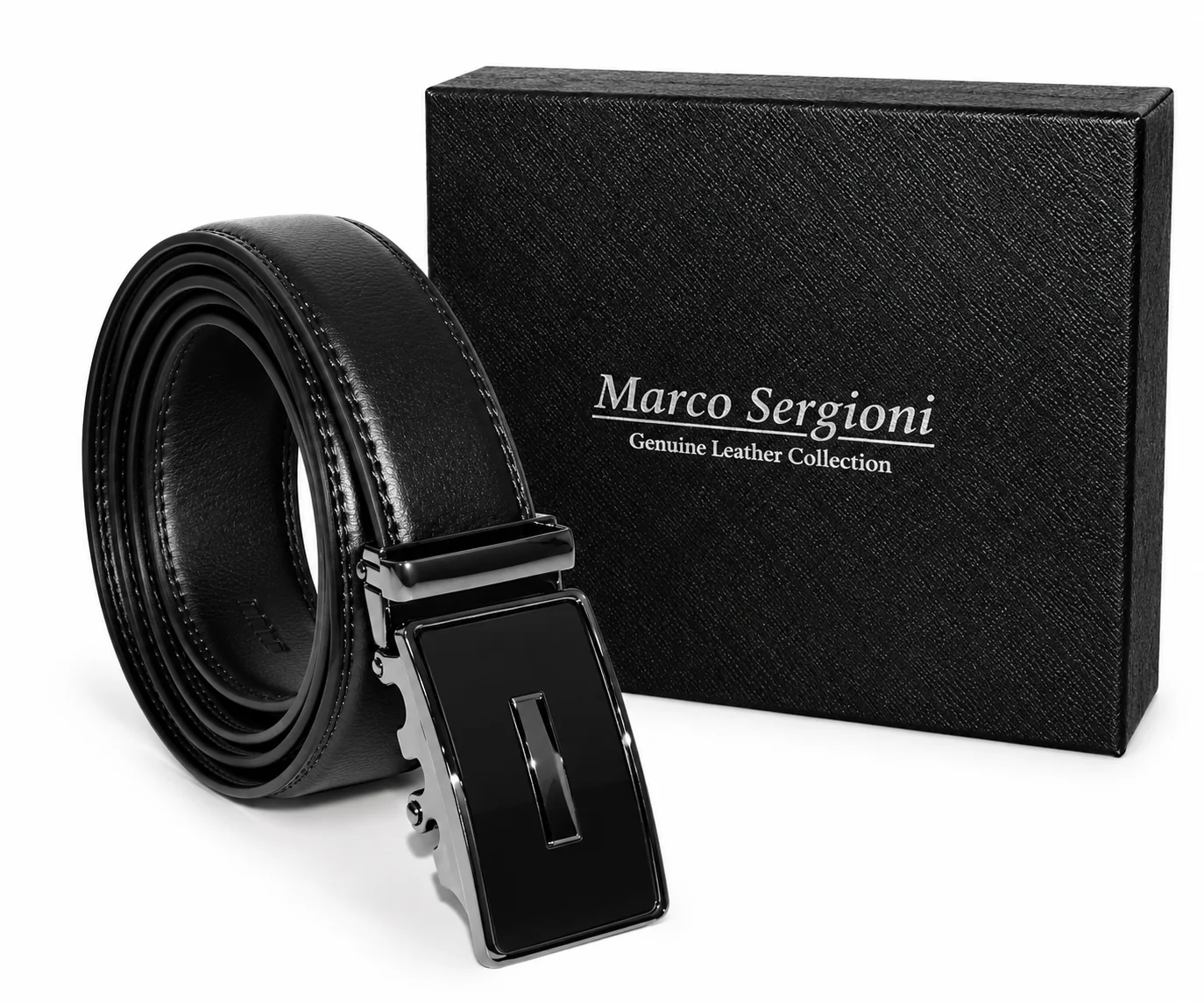 Marco Sergioni extra hosszú férfi bőr öv - Fekete