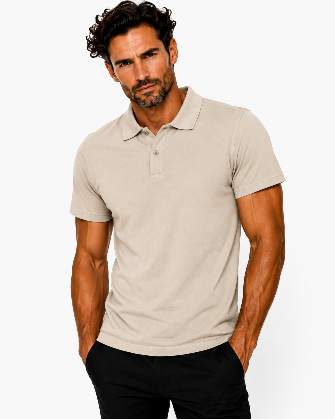 Férfi 100% pamut r.u galléros póló