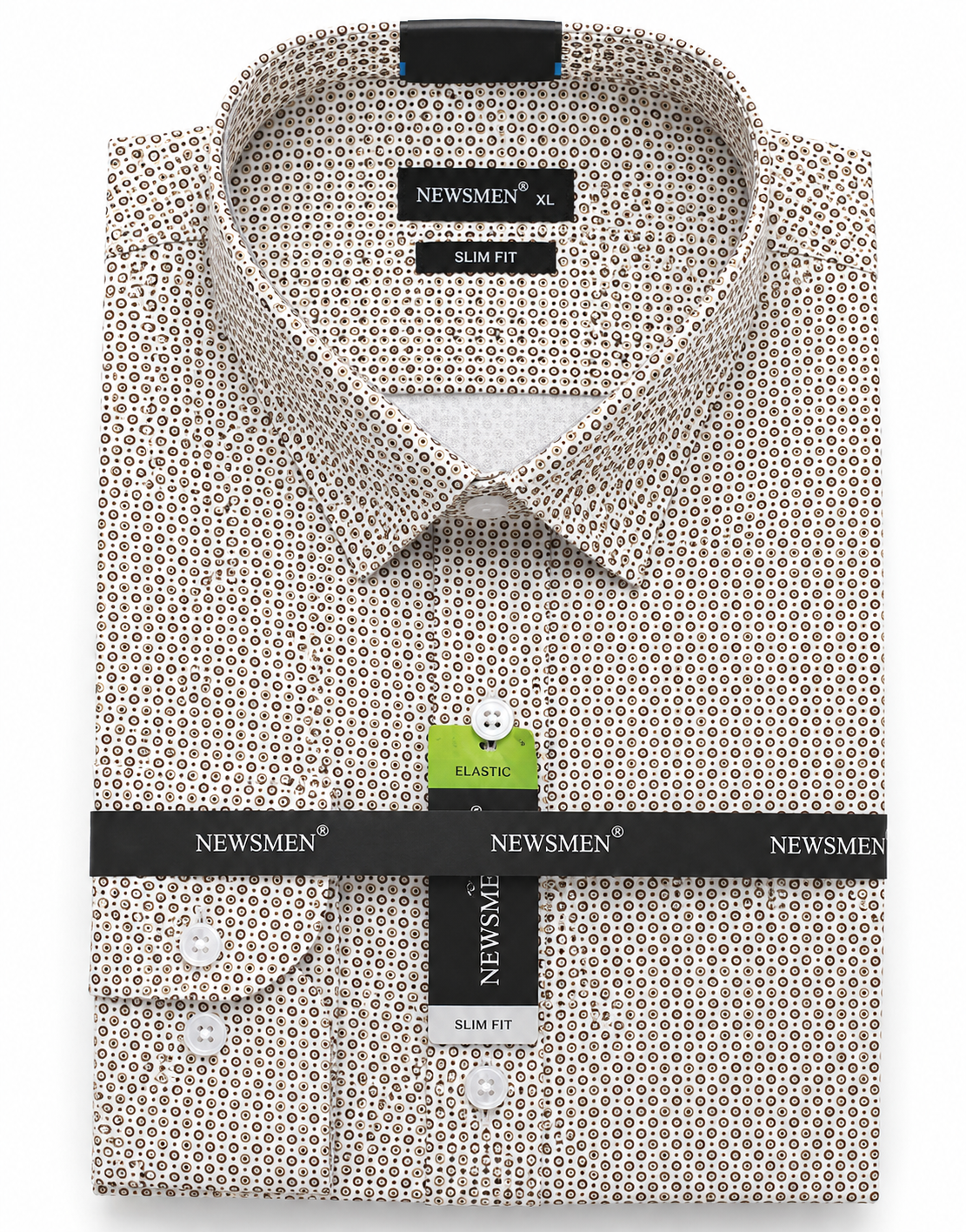 NM h.u slim fit elasztikus ing - Drapp mintás