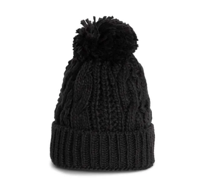 Unisex kötött sapka bojttal - Piros-kék