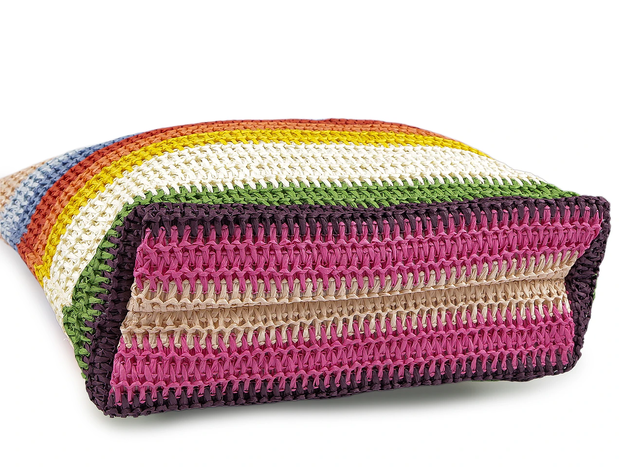 Horgolt raffia táska cipzár zárral