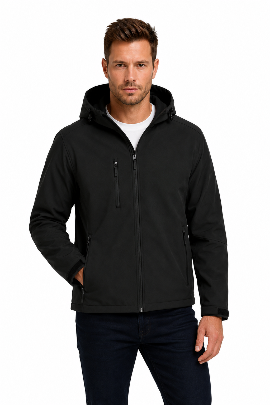 Férfi kapucnis softshell dzseki - Fekete