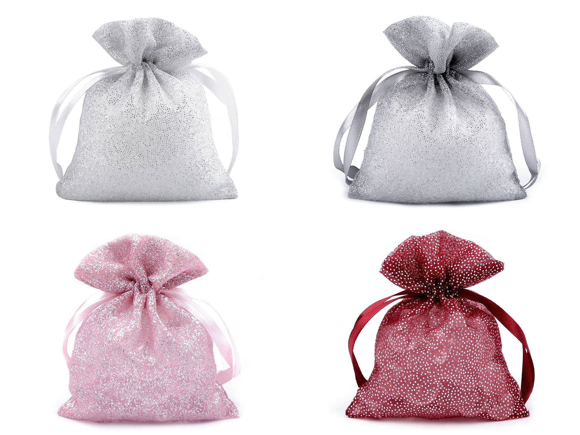 Organza ajándék zsák glitterel 10x13 cm - 10 db