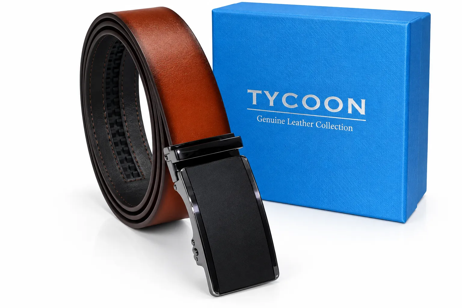 Tycoon extra hosszú férfi bőr öv - Caramell