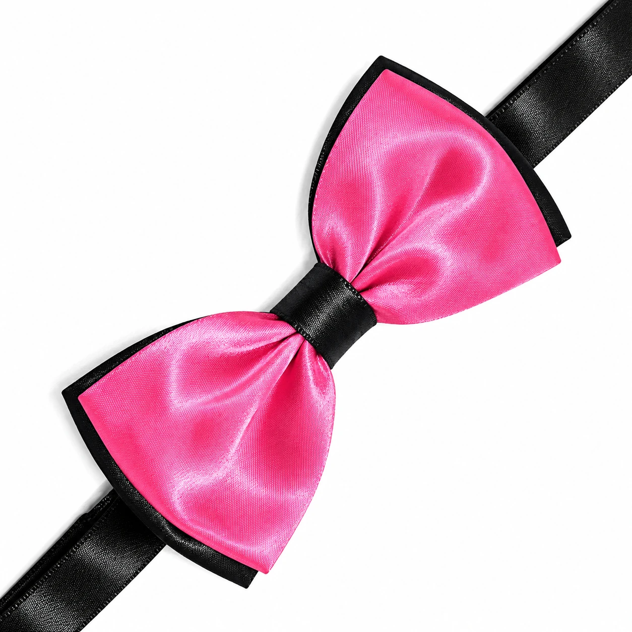 Zsorzsett szatén csokornyakkendő - Fekete-pink